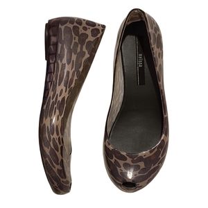 Melissa Slip on pvc round toe peep toe Leopard Print ballerina flats Size 5
